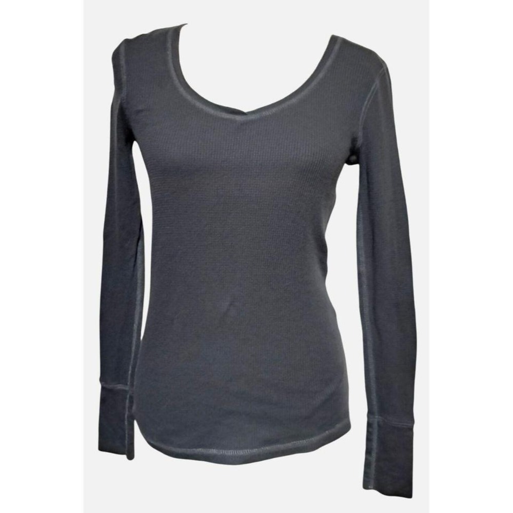 Mossimo Supply Co. Waffle Knit Top Womens Size M Long Sleeve Shirt Gray Cotton